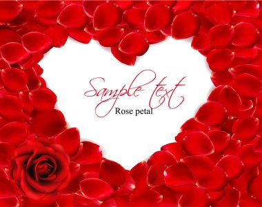 Beautiful heart of red rose petals. Vector clipart