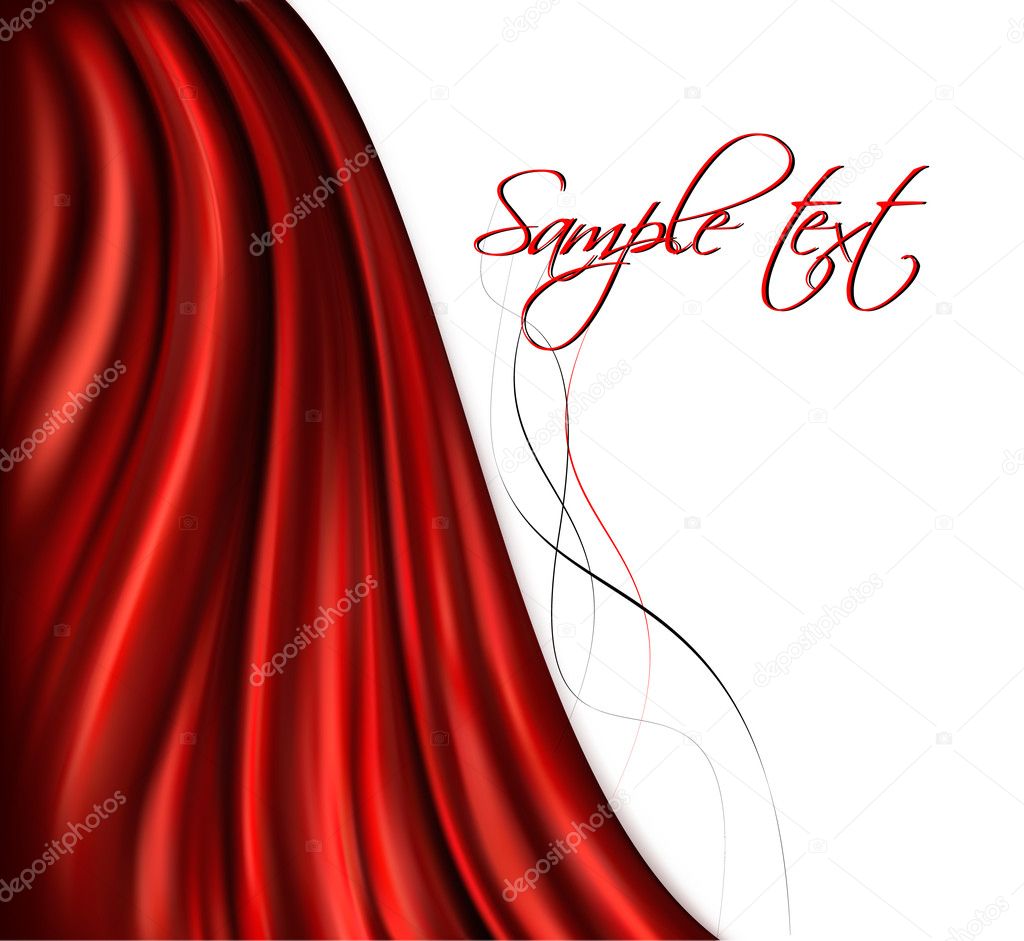 Brightly lit red curtain background. Vector illustration.