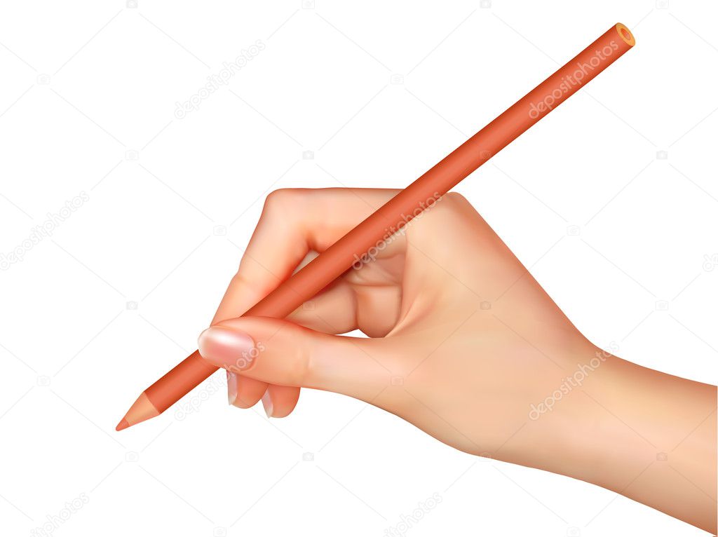 Hand holding pencil. Vector illustration