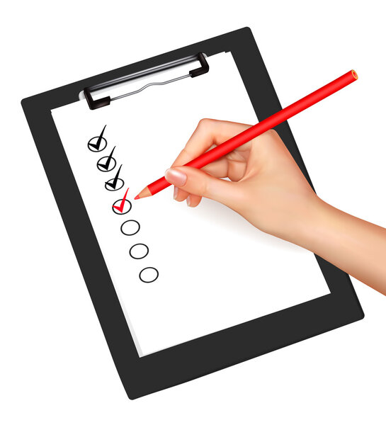 Clipboard with check-boxes. Vector illustration.