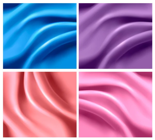 Set of colorful silk backgrounds. Vector illustration. — Stock Vector
