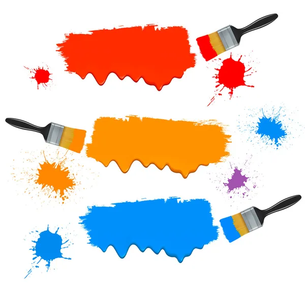 Paint brushes and paint banners. Vector illustration. — Stock Vector