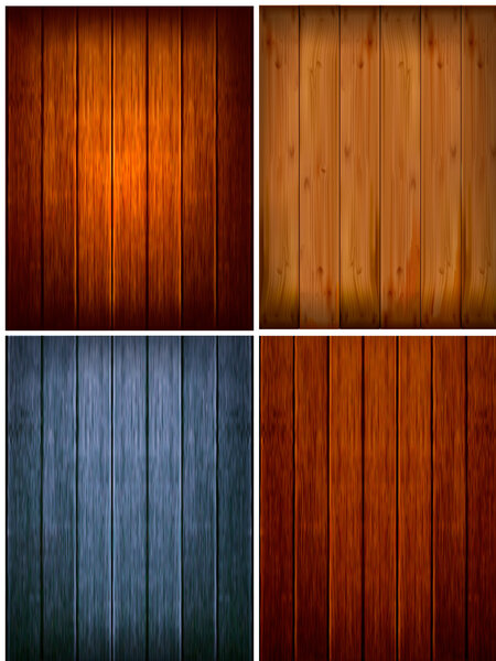 Conjunto de fondos de madera. Ilustración vectorial — Vector de stock