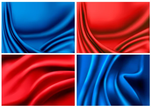 Set of elegant colorful silk backgrounds Vector illustration — Stock Vector