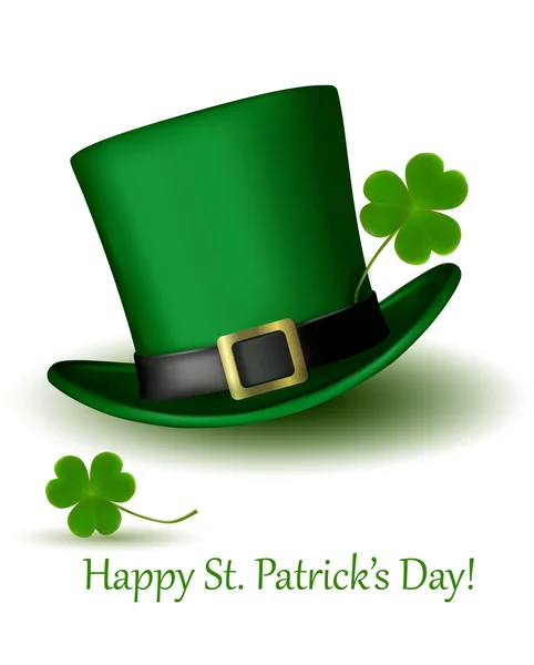 St Patrick Day hat with clover Vector illustration — Stock Vector