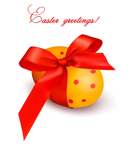 Pasqua sfondo uovo di Pasqua con fiocco regalo rosso Illustrazione vettoriale — Vettoriale Stock