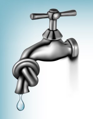 Water tap tied in knot. Vector illustration clipart