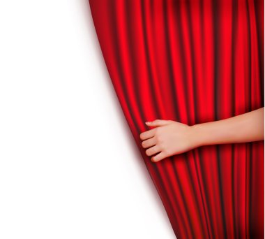 Background with red velvet curtain Vector illustration clipart