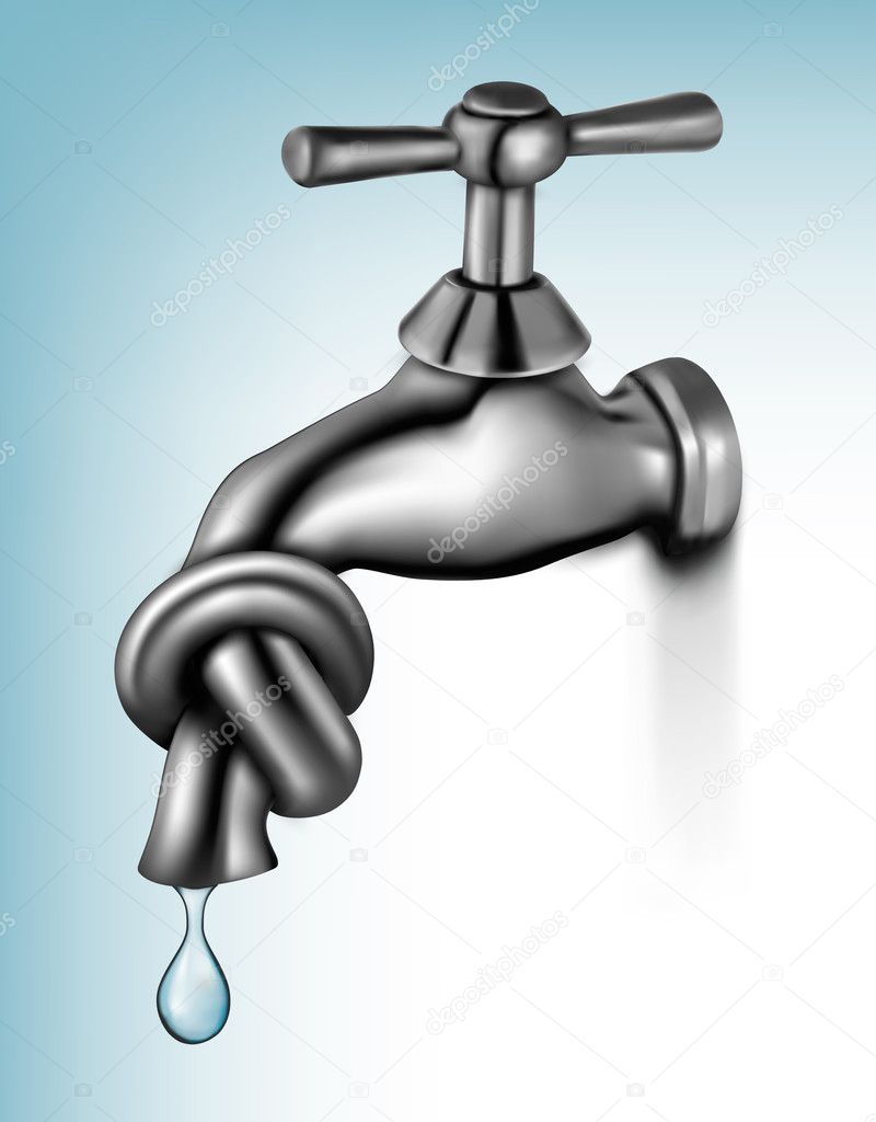 Water tap tied in knot. Vector illustration