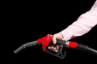 Fuel dispenser in man's hand clipart