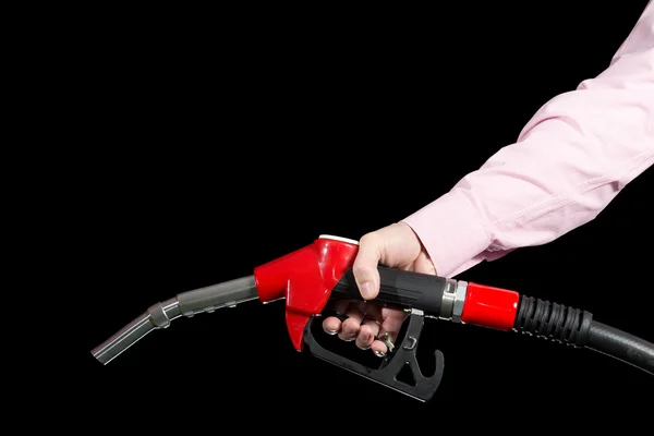 Distribuidor de combustível na mão do homem — Fotografia de Stock