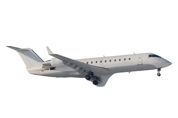 Bombardiere CRJ200 pronto all'atterraggio. Isolato Foto Stock