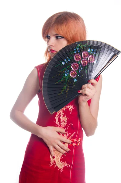 Chica china en vestido rojo —  Fotos de Stock
