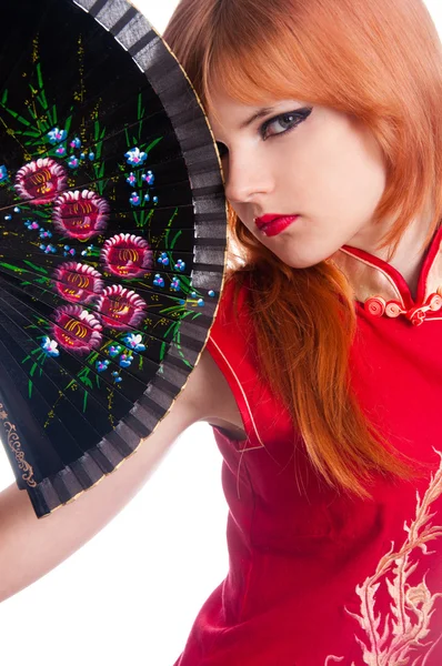 stock image Chinese girl in red dress