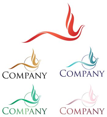 Elegant logo design, stylized firebird or phoenix clipart