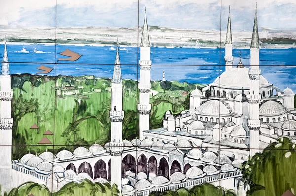 De blauwe moskee schilderij — Stockfoto