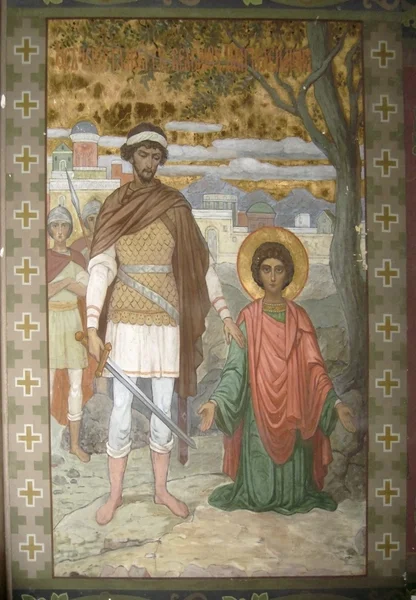 Монастырь Новый Афон. Абхазия. Икона Святого Пантелеимона — стоковое фото