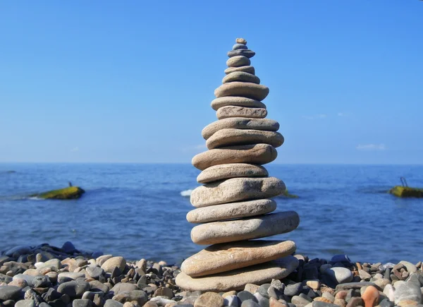 stock image Balanced stones on the seashore