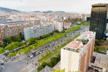 View on avenue Diagonal in Barcelona clipart