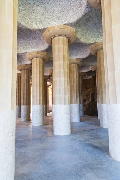 Column hall of Parc Guell, Barcelona — Stock Photo, Image