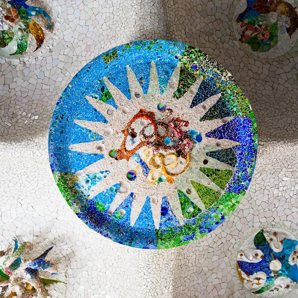 Ceiling details on the column hall of Parc Guell — Stock Photo, Image