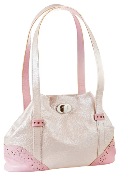 Rosa läder damens väska — Stockfoto
