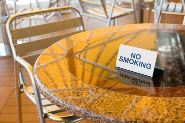 No smoking table in outdoor cafe