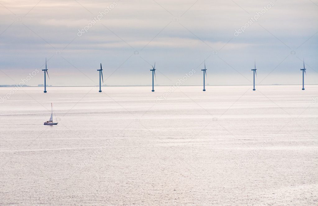 Offshore wind farm at early morning