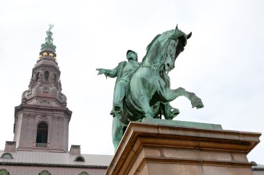 Statue King Frederik the VII on Christiansborg Slotsplads in Copenhagen clipart