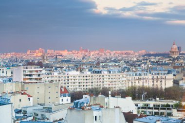 View over the 6th arrondissement in Paris at evening clipart