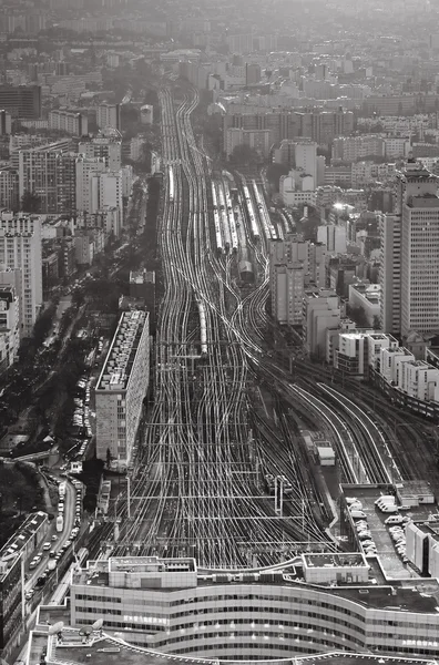 Vista sobre los ferrocarriles terminales urbanos —  Fotos de Stock