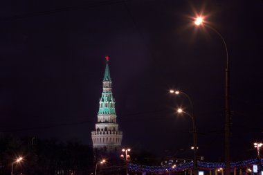 vodovzvodnaya Moskova Kulesi kremlin, gece