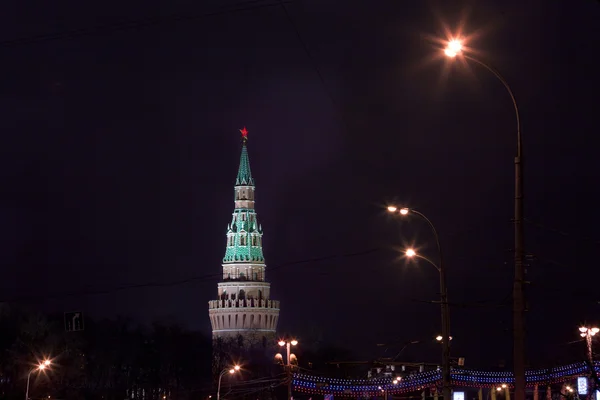 Vodovzvodnaya wieża Moskiewski Kreml w nocy — Zdjęcie stockowe