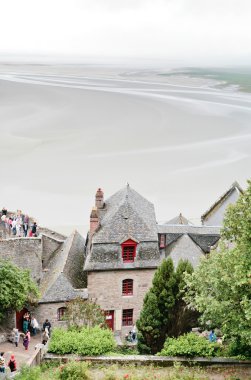 View on tidal sea bottom from Mont Saint-Michel, France clipart