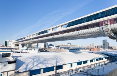 View on Bagration Bridge through Moskva river in Moscow clipart