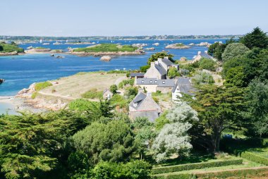 View on archipelago Brehat and Ile de Brehat in Brittany clipart