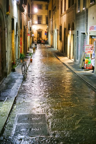 stock image Medieval street in Florence Italy at night