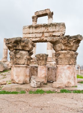 Ruins of Temple of Hercules in antique citadel in Amman clipart