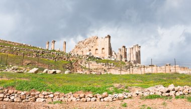 Artemis temple in town Jerash clipart