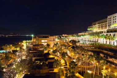 Resort on Dead Sea at night clipart