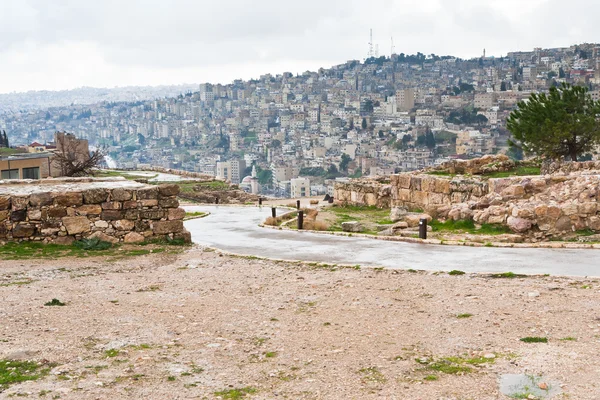 Widok na miasto amman wzgórze zamkowe — Zdjęcie stockowe