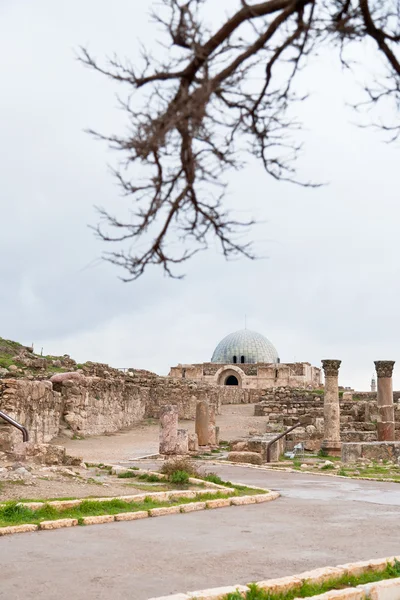 Prohlédni na umajjovský palác v antické pevnosti v Ammánu — Stock fotografie