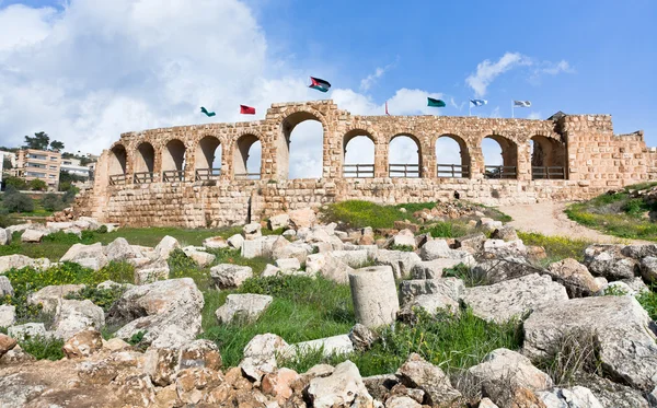 Muur van Grieks-Romeins stad gerasa jerash — Stockfoto