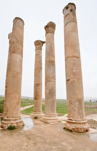 Corinthium coluna na cidade antiga Jerash — Fotografia de Stock