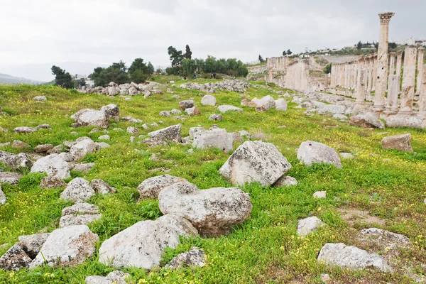 Ausgrabung der antiken Stadt Gerasa jerash — Stockfoto