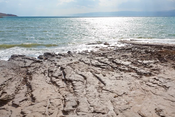 Παραλία λάσπη της Νεκράς Θάλασσας στην Ιορδανία — Φωτογραφία Αρχείου