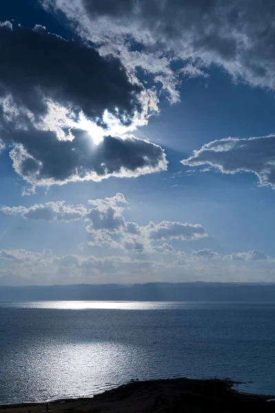 Naplemente a Holt-tenger, Jordan — Stock Fotó