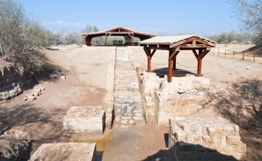 Baptism site in old historical Jordan riverbed clipart