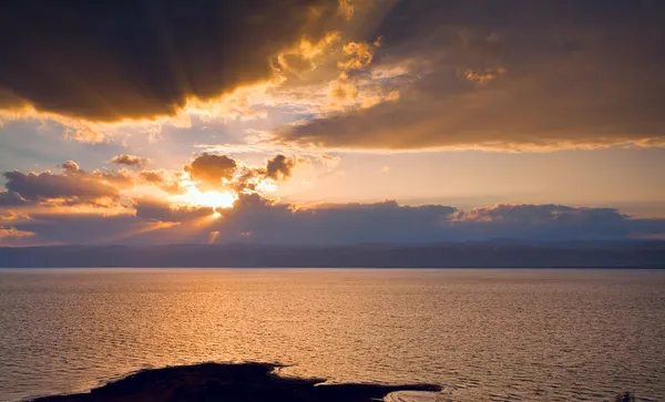 Solnedgång på döda havet, jordan — Stockfoto