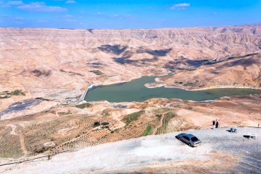 Valley of Wadi Al Mujib river and dam, Jordan clipart